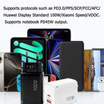 PD47 100W GaN PD Type-C, QC3.0 USB Fully Compatible Protocol Charger, EU Plug, EU Plug