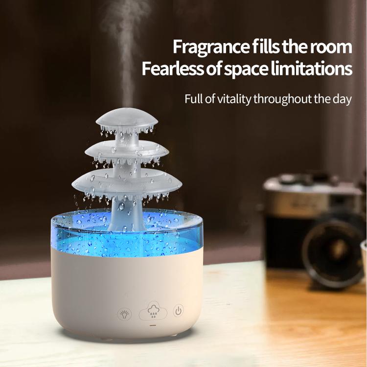 三色ライト超音波加湿器 クラウドレインアロマディフューザー、クラウドレイン