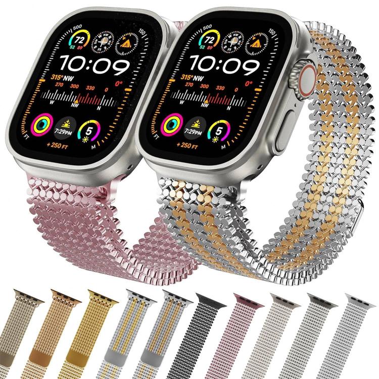 分子配列マグネティックステンレススチールウォッチバンド、Apple Watch 46mm / 49mm / 45mm / 44mm用、Apple Watch 42mm / 41mm / 40mm / 38mm用