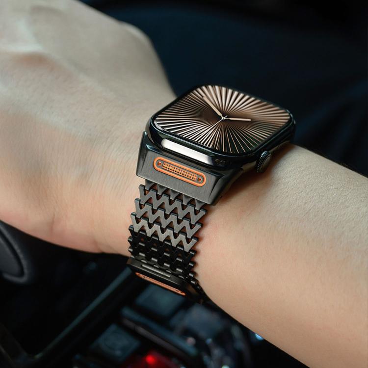 ロングスケルトンWタイプマグネティックステンレススチールウォッチバンド、Apple Watch 46mm / 49mm / 45mm / 44mm用