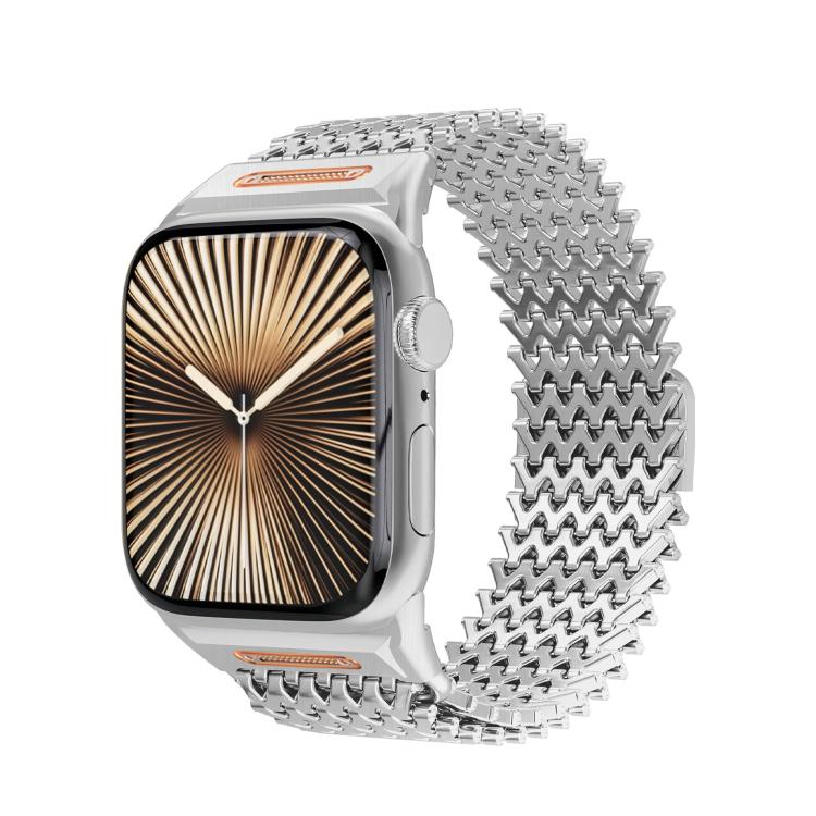 ロングスケルトンWタイプマグネティックステンレススチールウォッチバンド、Apple Watch 46mm / 49mm / 45mm / 44mm用