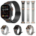 ロングスケルトンWタイプマグネティックステンレススチールウォッチバンド、Apple Watch 46mm / 49mm / 45mm / 44mm用