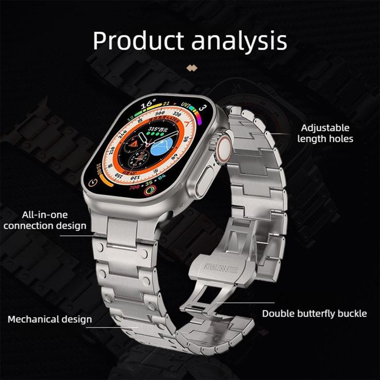 メカニカルスタイルバタフライクラスプメタルウォッチバンド、Apple Watch 46mm / 49mm / 45mm / 44mm用、Apple Watch 42mm / 41mm / 40mm / 38mm用