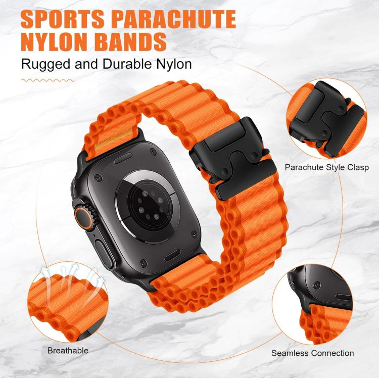 パラシュートバックル オフロード ワイドリブナイロンウォッチバンド、Apple Watch 46mm / 49mm / 45mm / 44mm用、Apple Watch 42mm / 41mm / 40mm / 38mm用