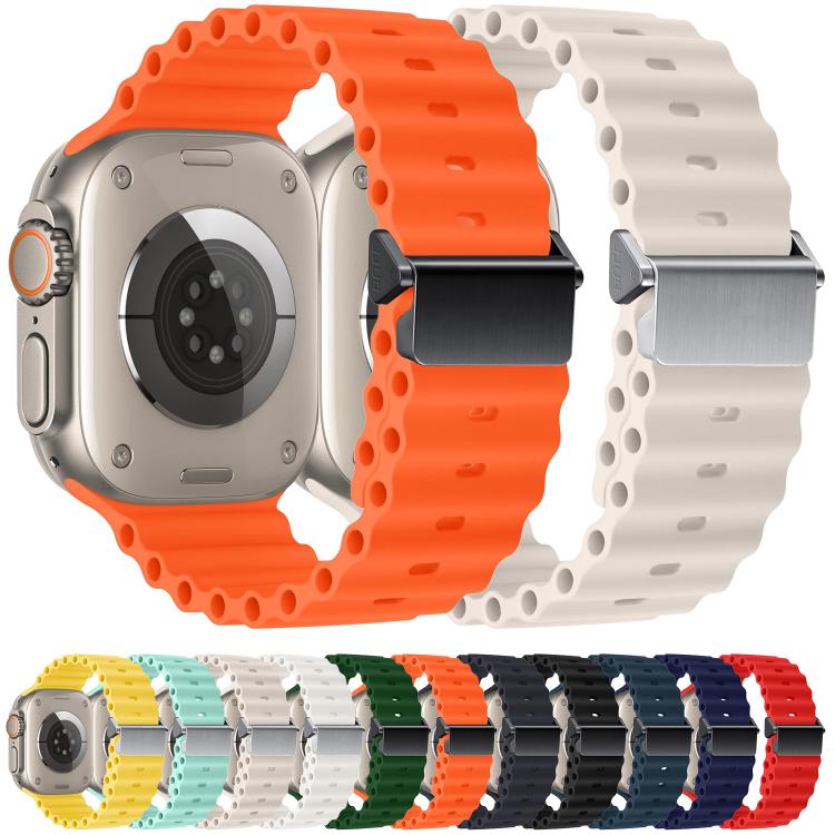 リファービッシュ 磁気バックル オーシャンシリコンウォッチバンド、Apple Watch 46mm / 49mm / 45mm / 44mm用、Apple Watch 42mm / 41mm / 40mm / 38mm用