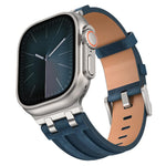 クレイジーホース ヴィーガンレザー ステンレススチール シルバーバックルウォッチバンド、Apple Watch 46mm / 49mm / 45mm / 44mm用