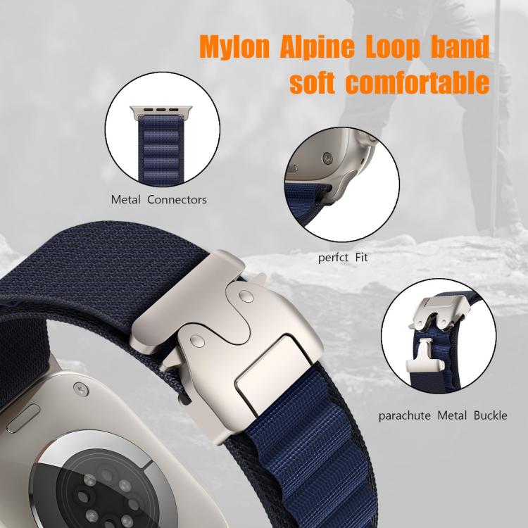 パラシュートバックル ハイマウンテンナイロンループウォッチバンド、Apple Watch 46mm / 49mm / 45mm / 44mm用、Apple Watch 42mm / 41mm / 40mm / 38mm用