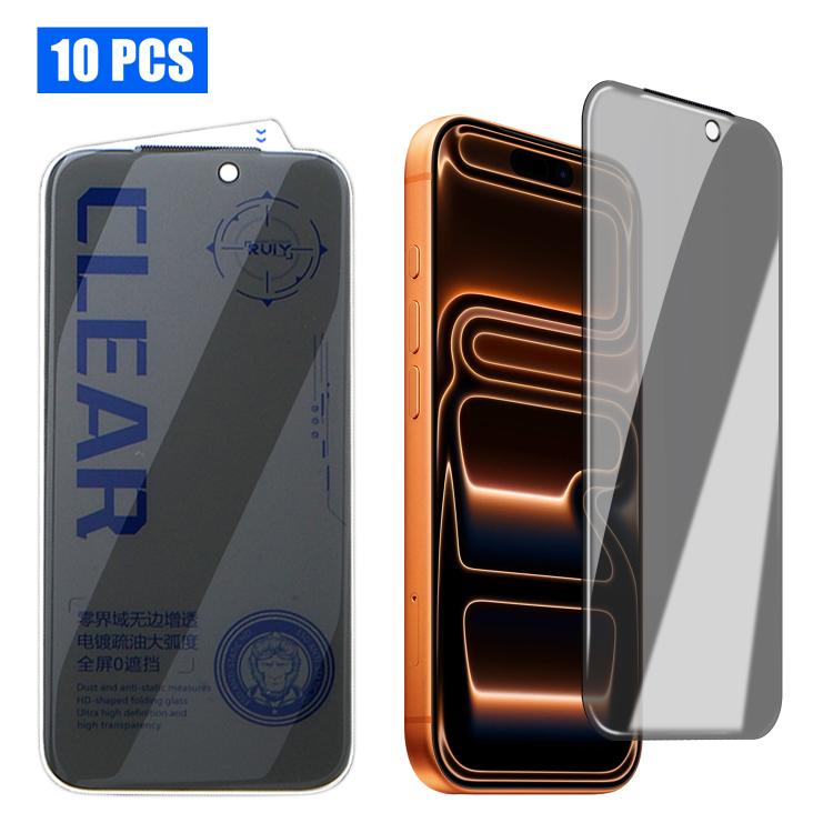 10pcs 3D Curved Zero Edge Borderless Privacy Tempered Glass Film, For iPhone 17 Pro Max, For iPhone 17 Pro, For iPhone 17, For iPhone Air, For iPhone 16 Pro Max, For iPhone 16 Pro, For iPhone 16 Plus, For iPhone 16, For iPhone 15 Pro Max