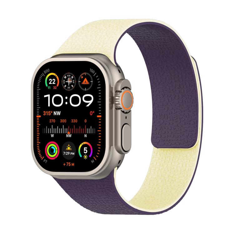カラーブロッキング ライチテクスチャー マグネティックシリコンウォッチバンド、Apple Watch 46mm / 49mm / 45mm / 44mm用、Apple Watch 42mm / 41mm / 40mm / 38mm用