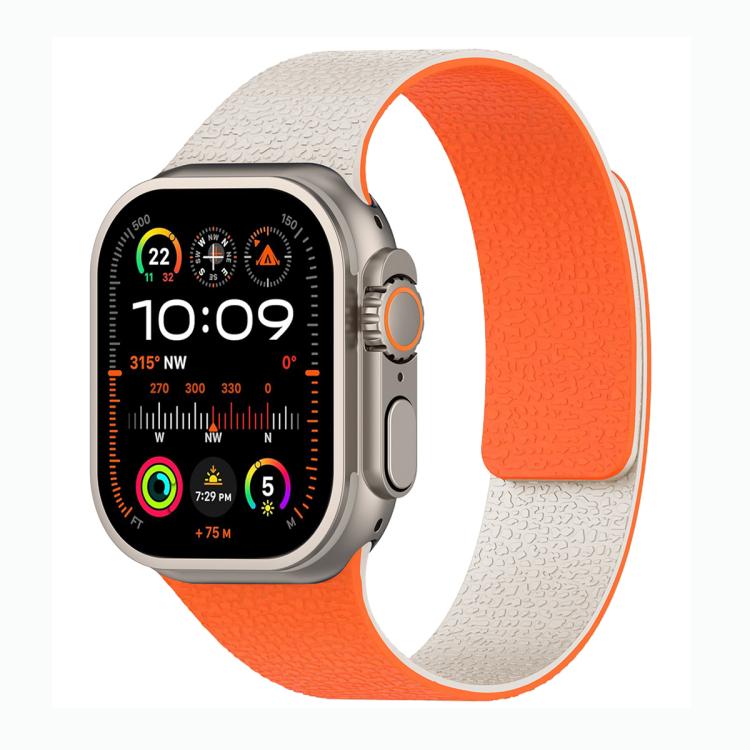 カラーブロッキング ライチテクスチャー マグネティックシリコンウォッチバンド、Apple Watch 46mm / 49mm / 45mm / 44mm用、Apple Watch 42mm / 41mm / 40mm / 38mm用