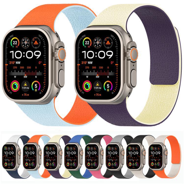 カラーブロッキング ライチテクスチャー マグネティックシリコンウォッチバンド、Apple Watch 46mm / 49mm / 45mm / 44mm用、Apple Watch 42mm / 41mm / 40mm / 38mm用