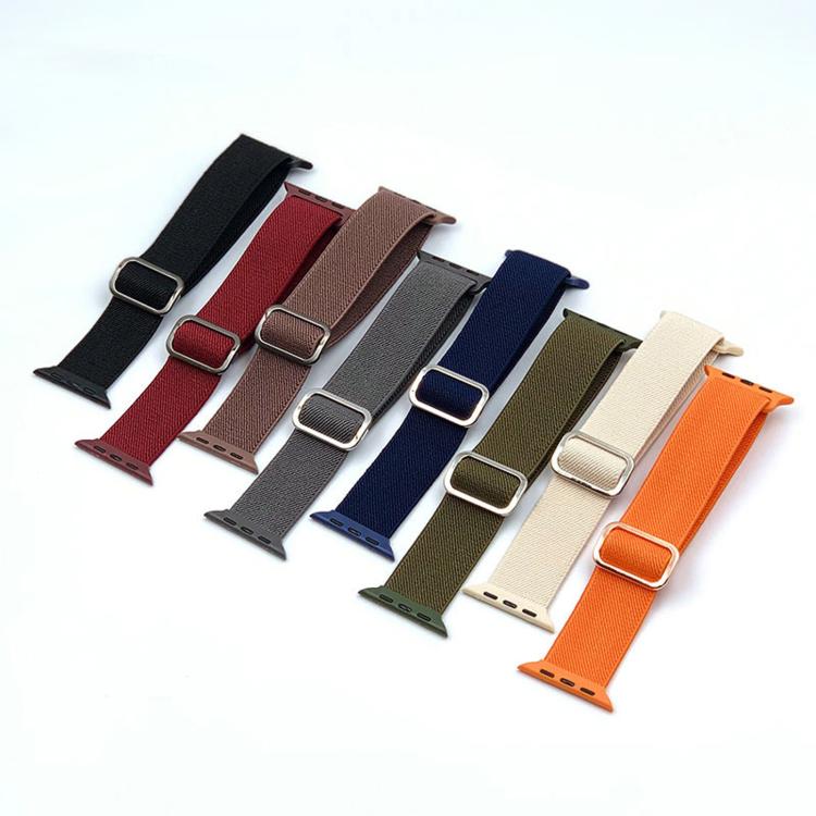 斜めストライプDリングバックルナイロン伸縮ウォッチバンド、Apple Watch 46mm / 49mm / 45mm / 44mm用、Apple Watch 42mm / 41mm / 40mm / 38mm用