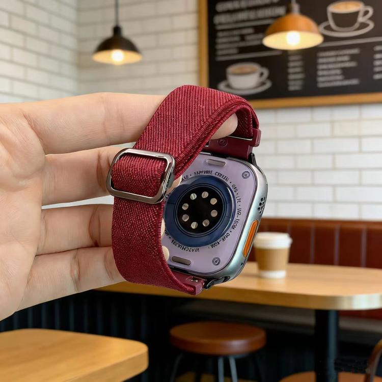 斜めストライプDリングバックルナイロン伸縮ウォッチバンド、Apple Watch 46mm / 49mm / 45mm / 44mm用、Apple Watch 42mm / 41mm / 40mm / 38mm用
