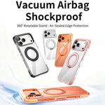 真空密封透明エアバッグ磁気回転ホルダーアクリルフォンケース、iPhone 17 Pro Max用、iPhone 17 Pro用、iPhone 17用