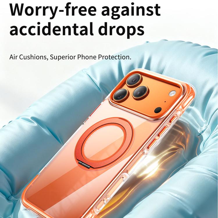 真空密封透明エアバッグ磁気回転ホルダーアクリルフォンケース、iPhone 17 Pro Max用、iPhone 17 Pro用、iPhone 17用