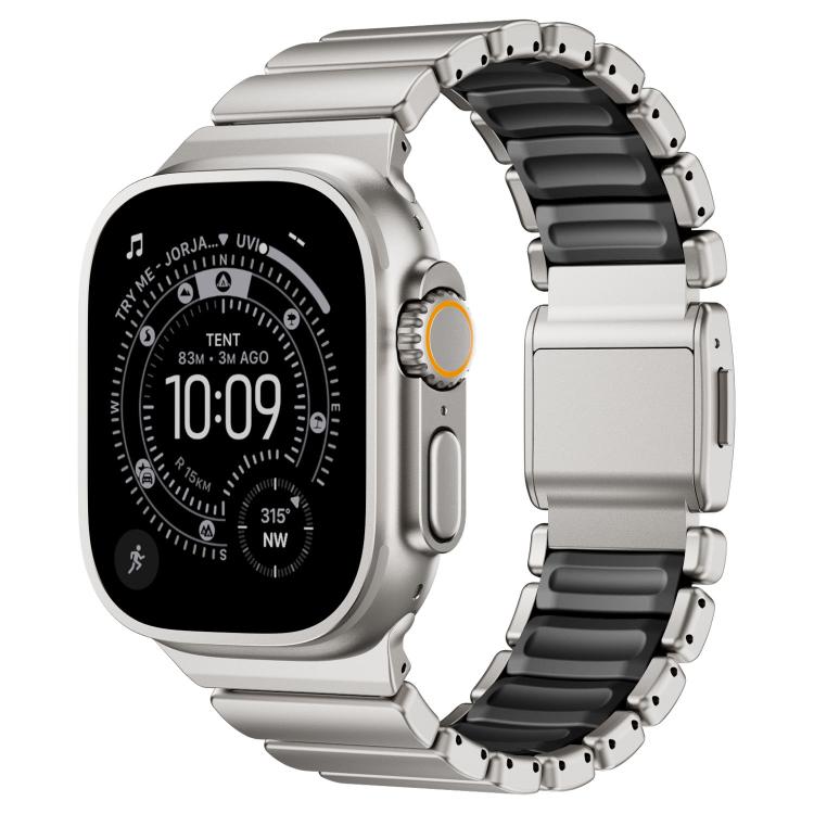 磁気バックルシングルビーズシリコンステンレススチールウォッチバンド、Apple Watch 46mm / 49mm / 45mm / 44mm用