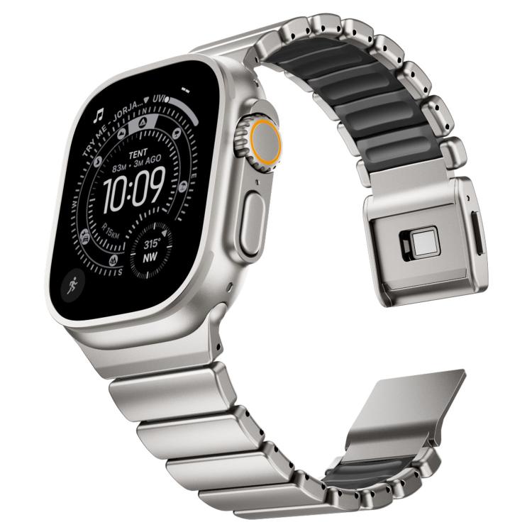 磁気バックルシングルビーズシリコンステンレススチールウォッチバンド、Apple Watch 46mm / 49mm / 45mm / 44mm用