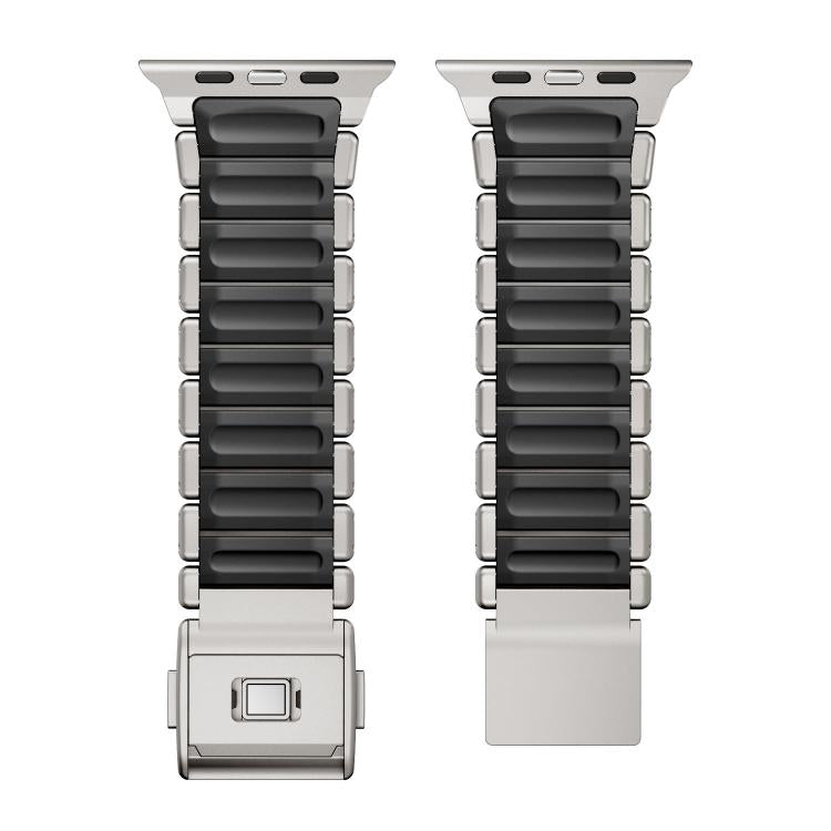 磁気バックルシングルビーズシリコンステンレススチールウォッチバンド、Apple Watch 46mm / 49mm / 45mm / 44mm用