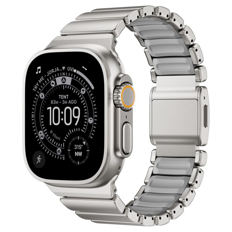 磁気バックルシングルビーズシリコンステンレススチールウォッチバンド、Apple Watch 46mm / 49mm / 45mm / 44mm用