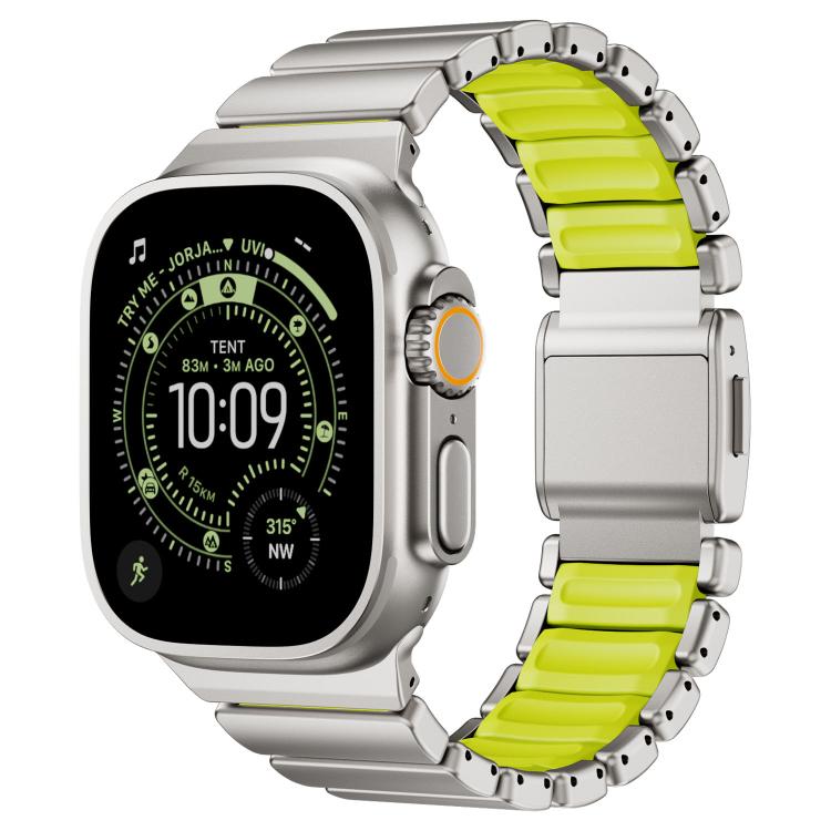 磁気バックルシングルビーズシリコンステンレススチールウォッチバンド、Apple Watch 46mm / 49mm / 45mm / 44mm用