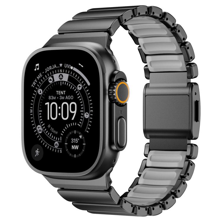 磁気バックルシングルビーズシリコンステンレススチールウォッチバンド、Apple Watch 46mm / 49mm / 45mm / 44mm用