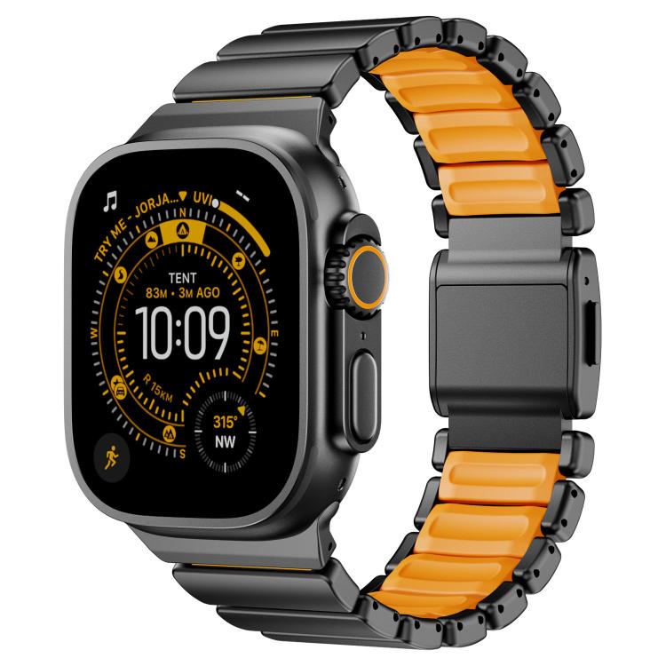 磁気バックルシングルビーズシリコンステンレススチールウォッチバンド、Apple Watch 46mm / 49mm / 45mm / 44mm用