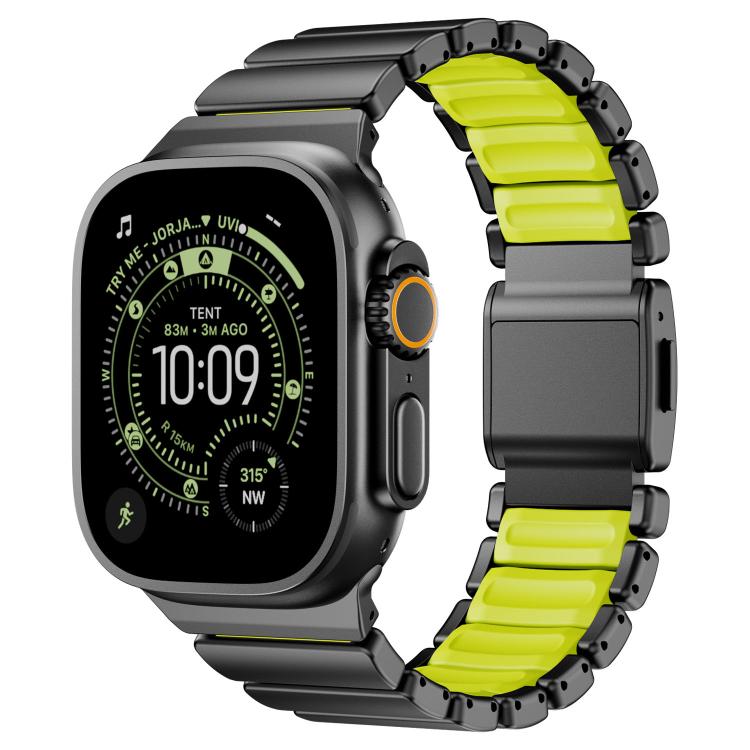 磁気バックルシングルビーズシリコンステンレススチールウォッチバンド、Apple Watch 46mm / 49mm / 45mm / 44mm用
