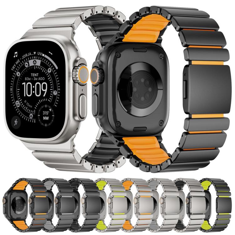 磁気バックルシングルビーズシリコンステンレススチールウォッチバンド、Apple Watch 46mm / 49mm / 45mm / 44mm用