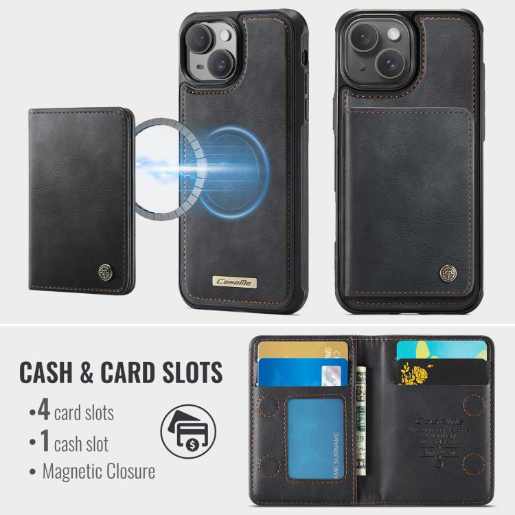 CaseMe Me80 シリーズ 着脱式財布 磁気 RFID ヴィーガンレザー スマホケース、iPhone 13 用、iPhone 12 / 12 Pro 用、iPhone 12 Pro Max 用、iPhone 11 Pro Max 用、iPhone 11 用、iPhone 11 Pro 用