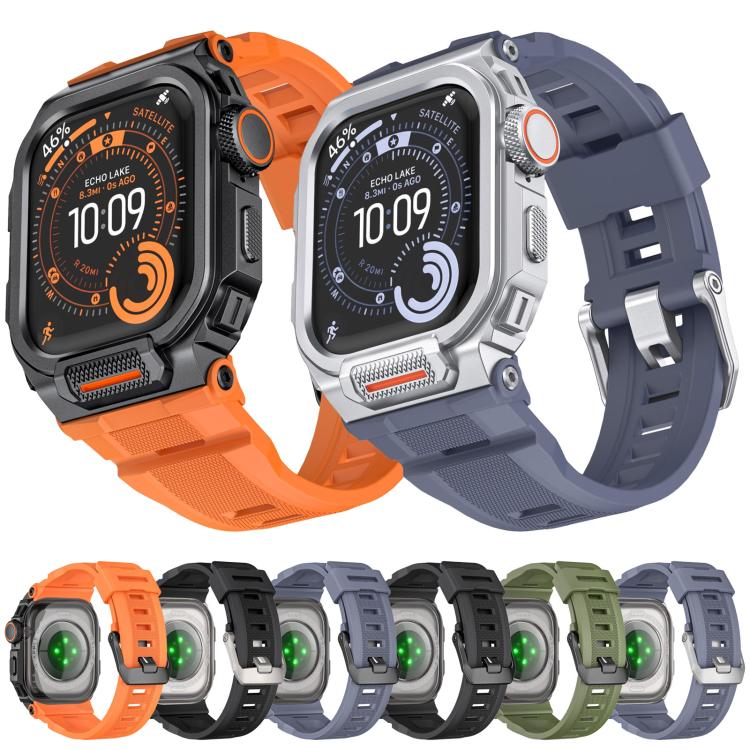 鮮やかな亜鉛合金カバー一体型シリコンウォッチバンド、Apple Watch シリーズ11 / 10 46mm用