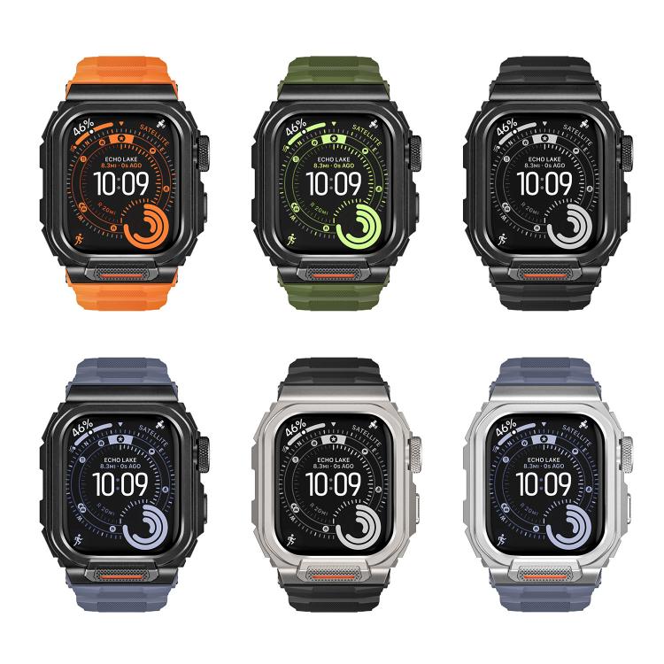 鮮やかな亜鉛合金カバー一体型シリコンウォッチバンド、Apple Watch シリーズ11 / 10 46mm用