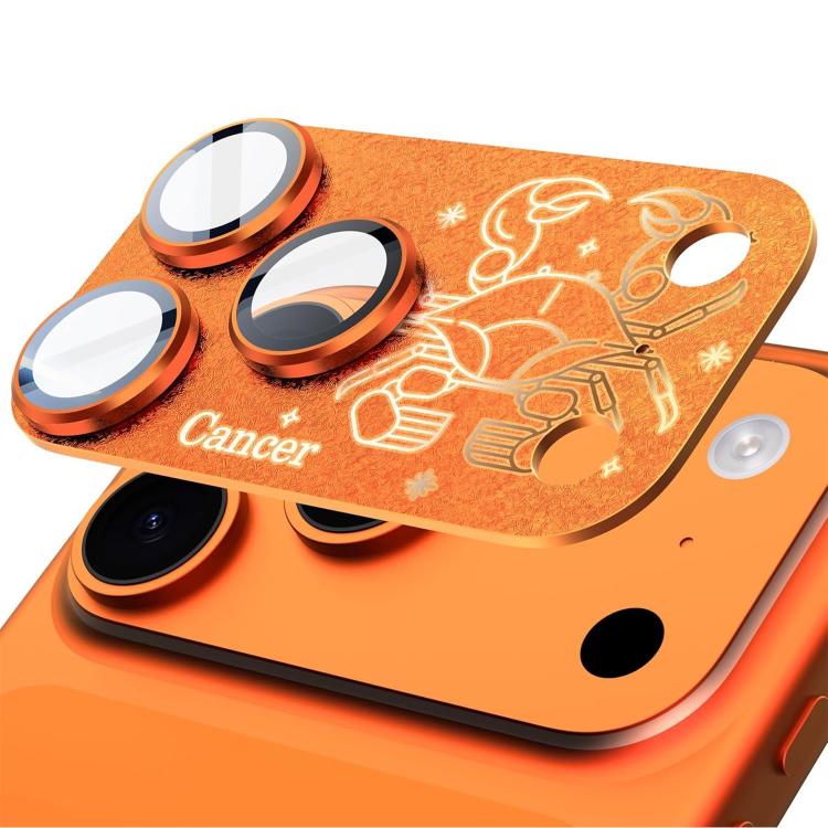 iPhone 17 Pro Max用 十二星座アーマー一体型全面カバーフロストメタルカメラレンズフィルム、おひつじ座、おとめ座、おうし座、かに座、やぎ座、いて座、しし座、うお座、ふたご座、みずがめ座、てんびん座、さそり座