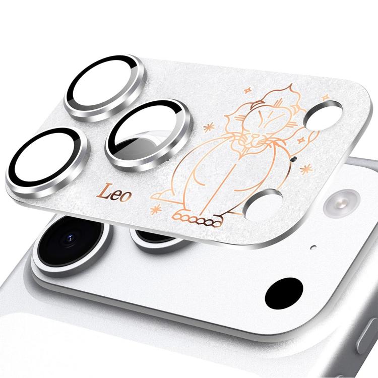 iPhone 17 Pro Max用 十二星座アーマー一体型全面カバーフロストメタルカメラレンズフィルム、おひつじ座、おとめ座、おうし座、かに座、やぎ座、いて座、しし座、うお座、ふたご座、みずがめ座、てんびん座、さそり座