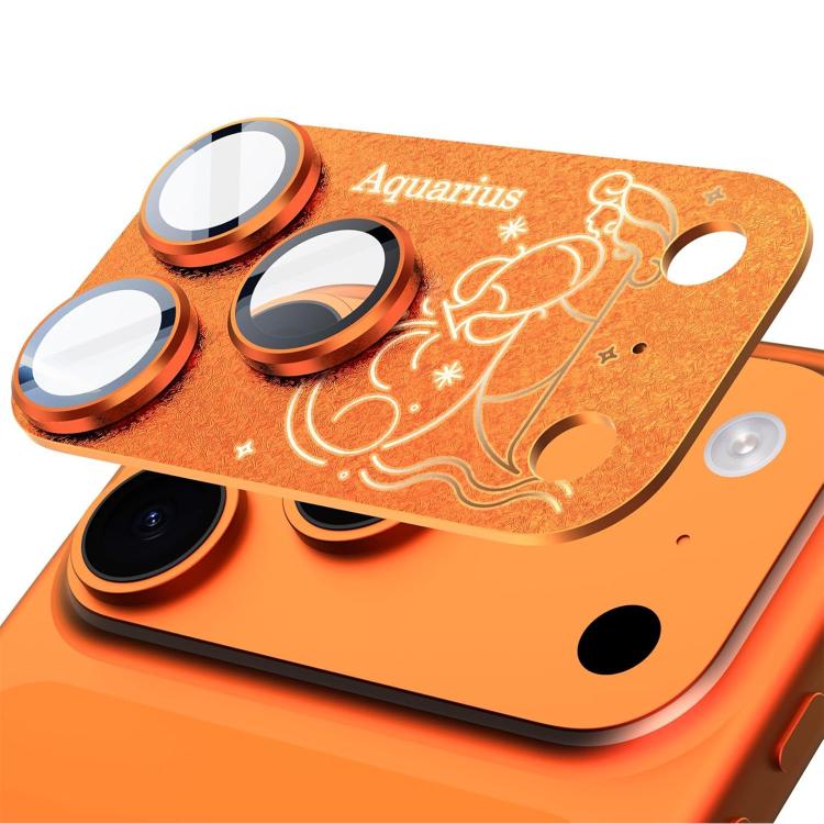 iPhone 17 Pro Max用 十二星座アーマー一体型全面カバーフロストメタルカメラレンズフィルム、おひつじ座、おとめ座、おうし座、かに座、やぎ座、いて座、しし座、うお座、ふたご座、みずがめ座、てんびん座、さそり座
