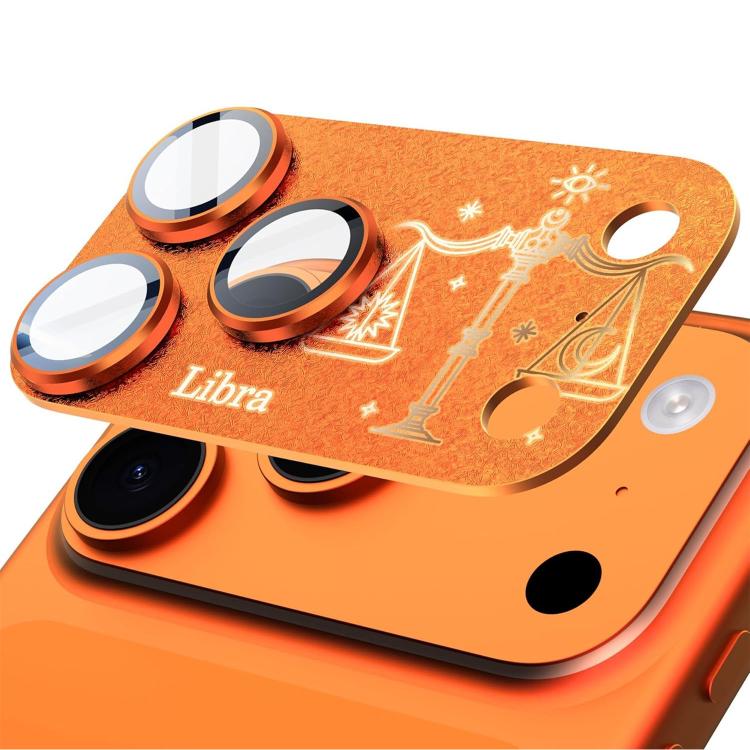 iPhone 17 Pro Max用 十二星座アーマー一体型全面カバーフロストメタルカメラレンズフィルム、おひつじ座、おとめ座、おうし座、かに座、やぎ座、いて座、しし座、うお座、ふたご座、みずがめ座、てんびん座、さそり座