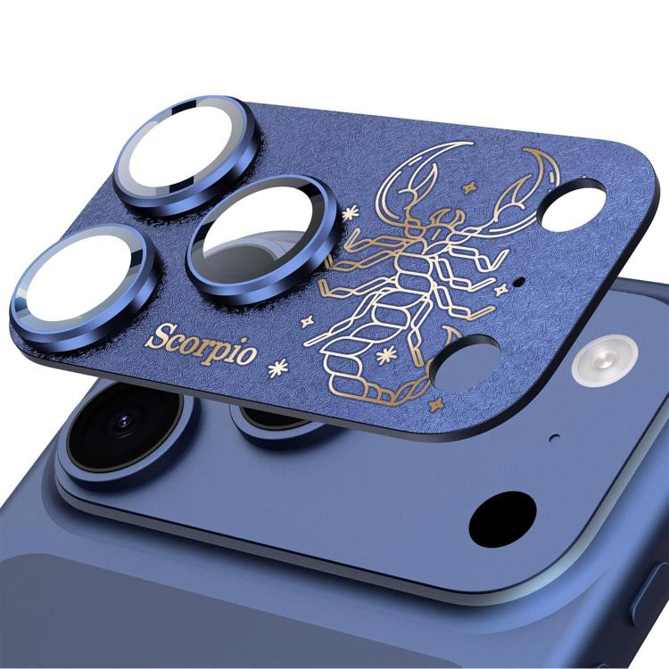 iPhone 17 Pro Max用 十二星座アーマー一体型全面カバーフロストメタルカメラレンズフィルム、おひつじ座、おとめ座、おうし座、かに座、やぎ座、いて座、しし座、うお座、ふたご座、みずがめ座、てんびん座、さそり座