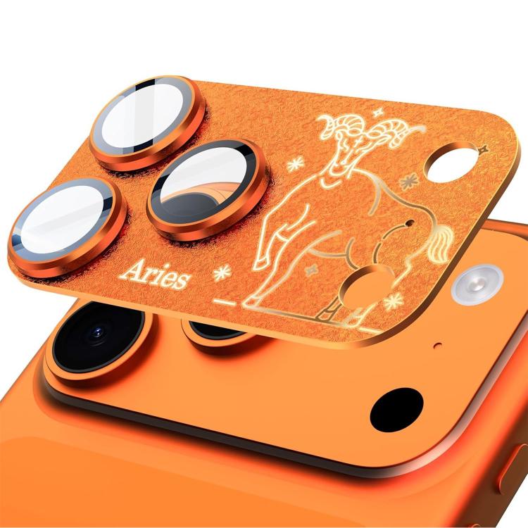 iPhone 17 Pro用 十二星座アーマー一体型全面カバーフロストメタルカメラレンズフィルム、さそり座、てんびん座、みずがめ座、ふたご座、うお座、しし座、いて座、やぎ座、かに座、おうし座、おとめ座、おひつじ座