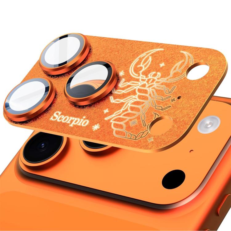 iPhone 17 Pro用 十二星座アーマー一体型全面カバーフロストメタルカメラレンズフィルム、さそり座、てんびん座、みずがめ座、ふたご座、うお座、しし座、いて座、やぎ座、かに座、おうし座、おとめ座、おひつじ座