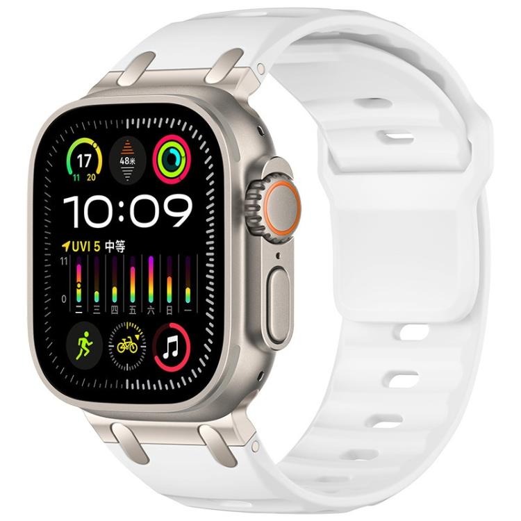 カスタマイズステップスタイル単色シリコンウォッチバンド、Apple Watch 49mm / 46mm / 45mm / 44mm用