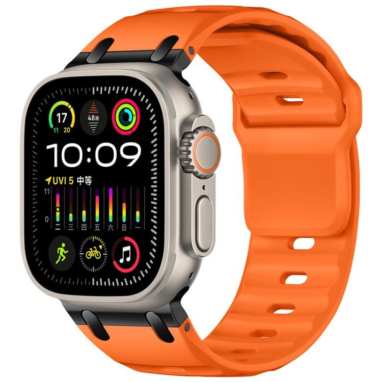 カスタマイズステップスタイル単色シリコンウォッチバンド、Apple Watch 49mm / 46mm / 45mm / 44mm用