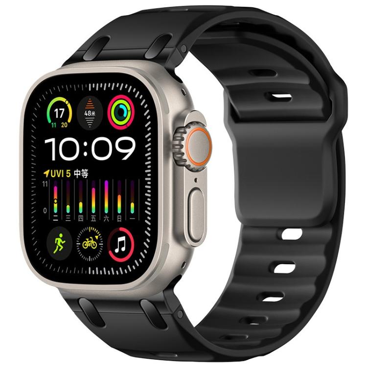 カスタマイズステップスタイル単色シリコンウォッチバンド、Apple Watch 49mm / 46mm / 45mm / 44mm用