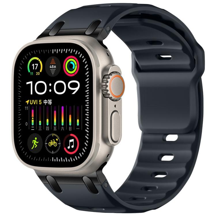 カスタマイズステップスタイル単色シリコンウォッチバンド、Apple Watch 49mm / 46mm / 45mm / 44mm用