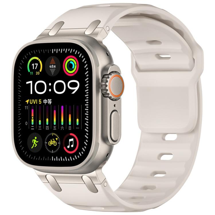 カスタマイズステップスタイル単色シリコンウォッチバンド、Apple Watch 49mm / 46mm / 45mm / 44mm用