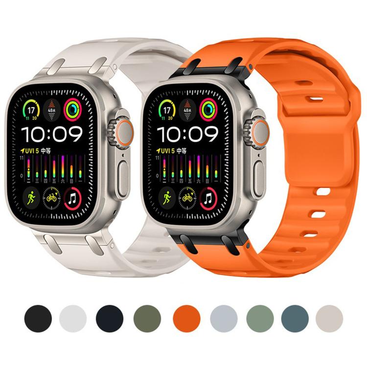 カスタマイズステップスタイル単色シリコンウォッチバンド、Apple Watch 49mm / 46mm / 45mm / 44mm用