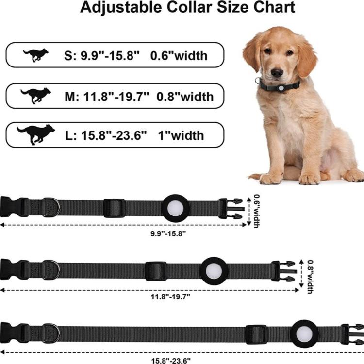 AirTag 第2世代 / AirTag 第1世代用 ペット首輪 ナイロン 猫と犬用首輪、S 1.5 x 28 x 39cm、M 2.0 x 34 x 49cm、L 2.5 x 42 x 60cm