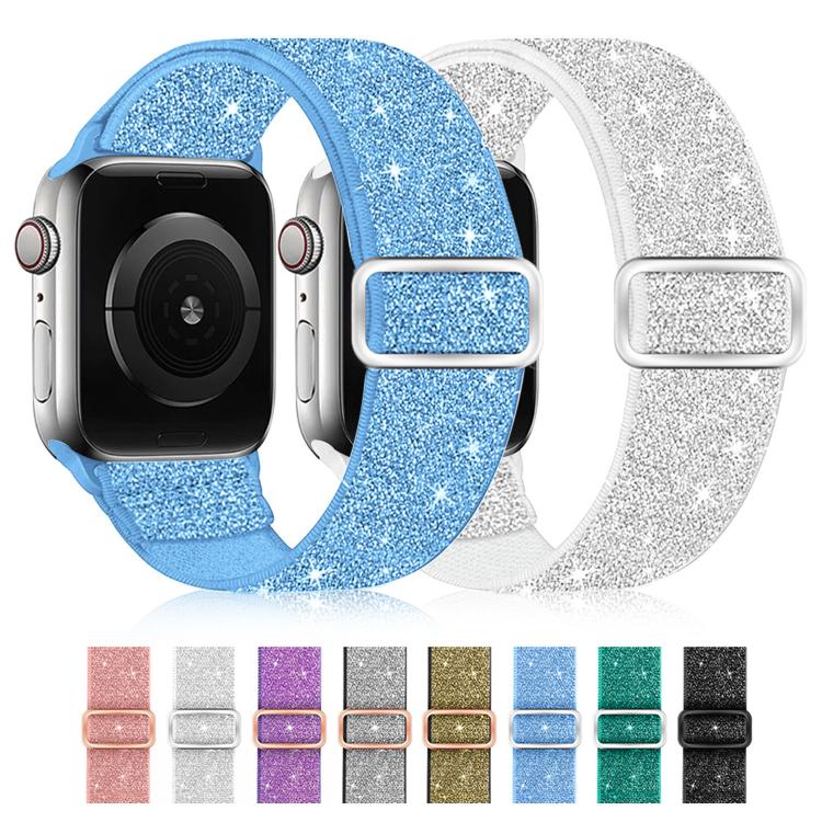 グリッターエラスティックナイロンウォッチバンド、Apple Watch 49mm / 46mm / 45mm / 44mm用、Apple Watch 42mm / 41mm / 40mm / 38mm用
