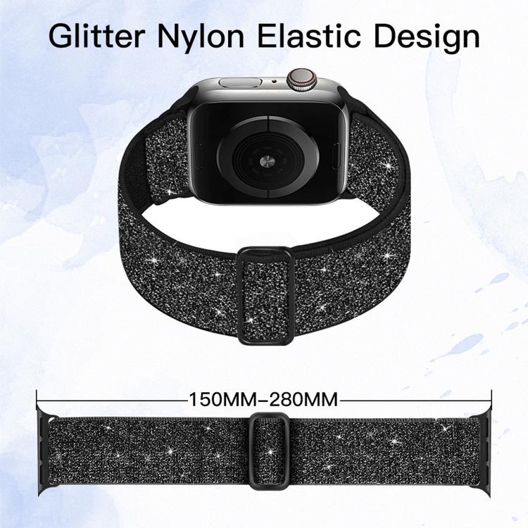グリッターエラスティックナイロンウォッチバンド、Apple Watch 49mm / 46mm / 45mm / 44mm用、Apple Watch 42mm / 41mm / 40mm / 38mm用