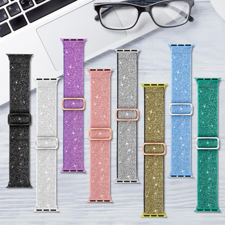 グリッターエラスティックナイロンウォッチバンド、Apple Watch 49mm / 46mm / 45mm / 44mm用、Apple Watch 42mm / 41mm / 40mm / 38mm用