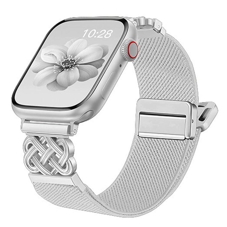 中国結びマグネットバックルツイルストレッチナイロンウォッチバンド、Apple Watch 49mm / 46mm / 45mm / 44mm用、Apple Watch 42mm / 41mm / 40mm / 38mm用