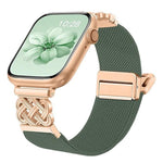 中国結びマグネットバックルツイルストレッチナイロンウォッチバンド、Apple Watch 49mm / 46mm / 45mm / 44mm用、Apple Watch 42mm / 41mm / 40mm / 38mm用